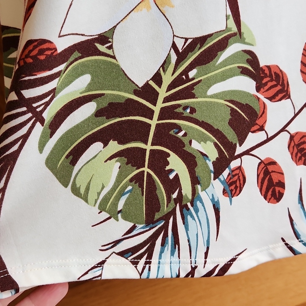 LuLaRoe Tropical Print Tank Top - Cream and Brown - Picture 4 of 11